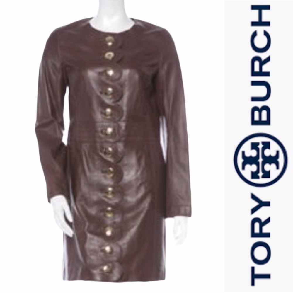 LAST DAY FINAL PRICE Tory Burch Cordelia Leather Jacket/Dress Brown 4 - Picture 14 of 14